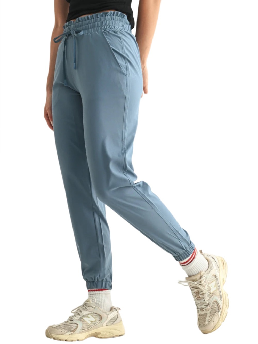 Mono B size Small Women’s Athleisure Blue High Rise Paperbag Waist Joggers NWT - Picture 2 of 7
